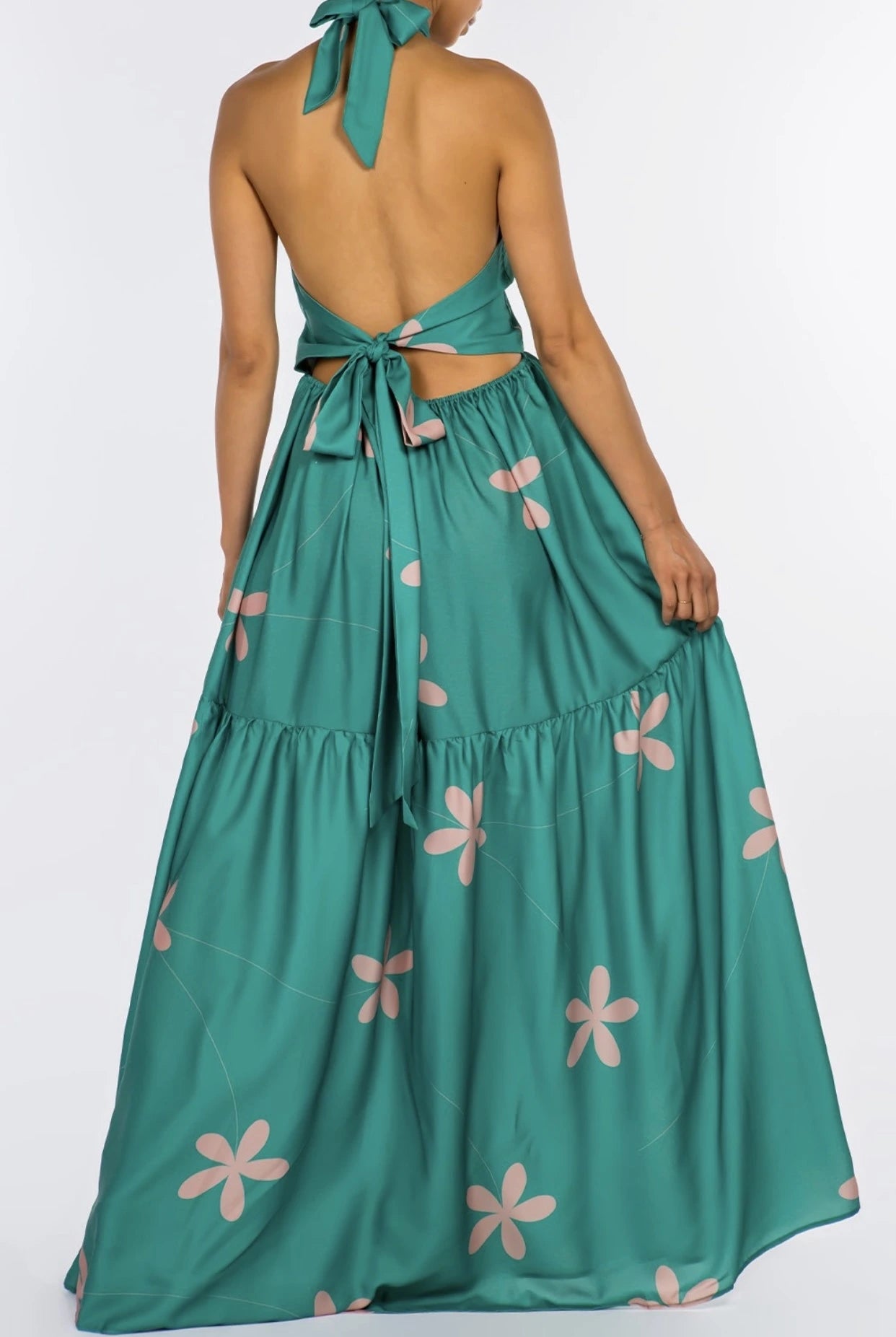 GREEN FLORAL MAXI DRESS