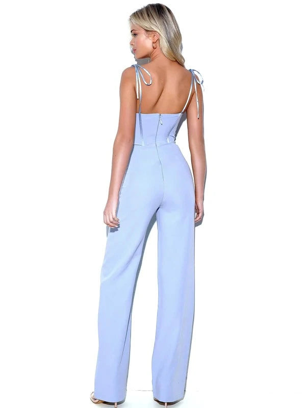 SARINA BABY BLUE SATIN CORSET JUMPSUIT