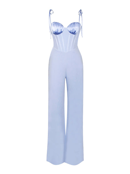 SARINA BABY BLUE SATIN CORSET JUMPSUIT