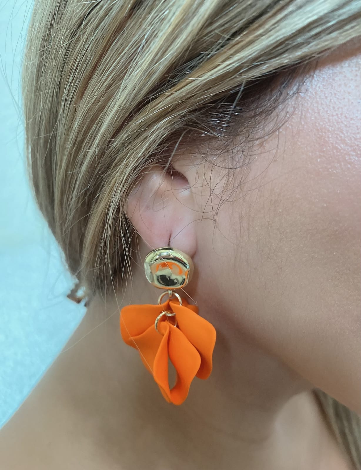 Orange Flower Earrings